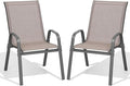Patio Chairs Set of 2, Easily Set Up Stackable Outdoor Dining Chairs by Dovov