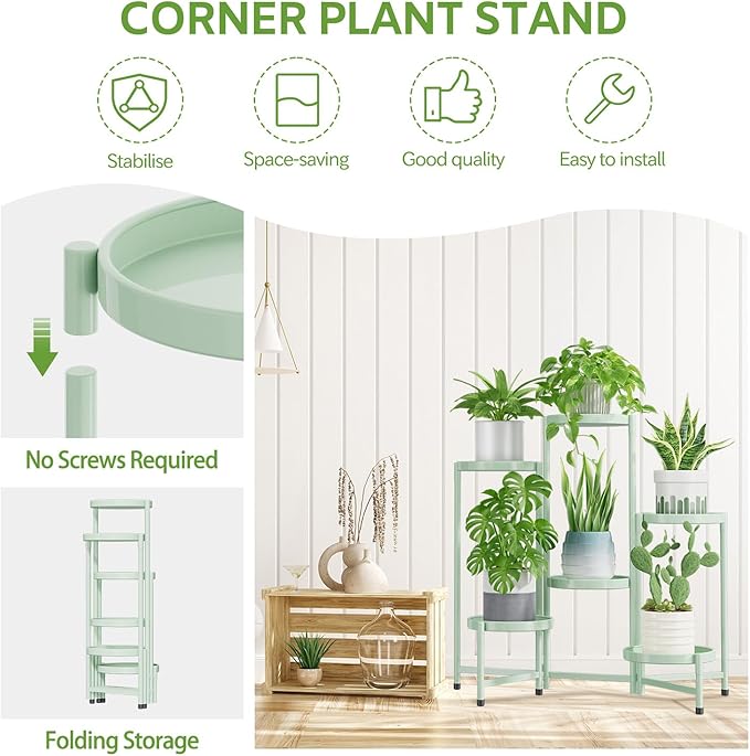 iDavosic.ly 6 Tier Large Plant Stand Indoor, 10 Inch Wide Tall Corner Metal - Image 5