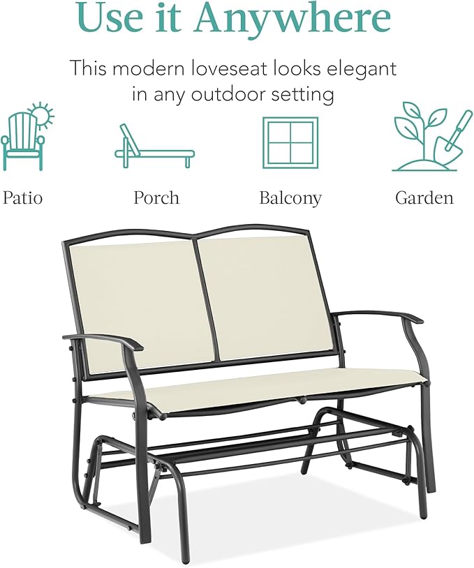 Best Choice Products 2-Person Outdoor Patio Swing Glider Steel Bench Loveseat - Image 7
