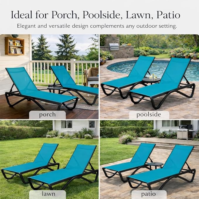 Kozyard Outdoor Chaise Lounge Chair, Full Aluminum Frame, Adjustable Reclining - Image 8