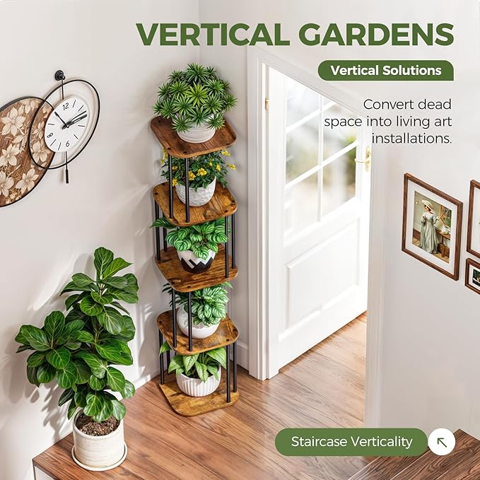 Bamworld Tall Plant Stand Indoor, Corner Plant Shelf - Image 4