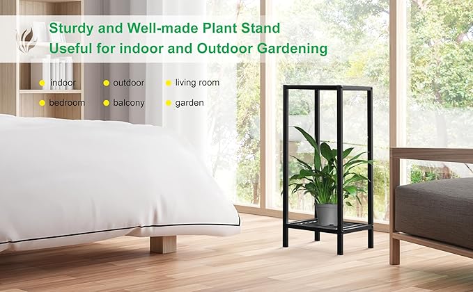Zhongma 2 Tier 30" Tall Indoor Outdoor Plant Stand, 12 L x 12 W x 30 H inch - Image 4