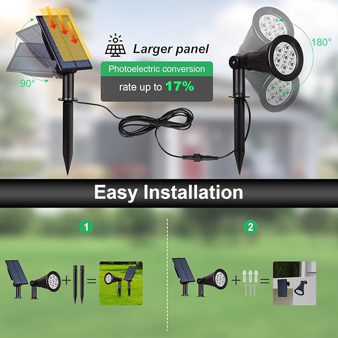 T-SUNUS RGB Solar Landscape Spotlights Christmas, Color Changing Spot Lights - Image 3