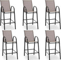 HOMREST Outdoor Bar Height Stools Set of 6, High Back Patio Chairs by HOMREST