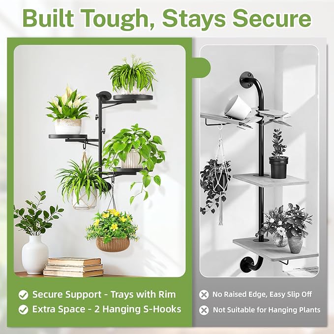 iDavosic.ly Rotating Window Plant Shelves, 3-Tier Metal Wall Stand - Image 5