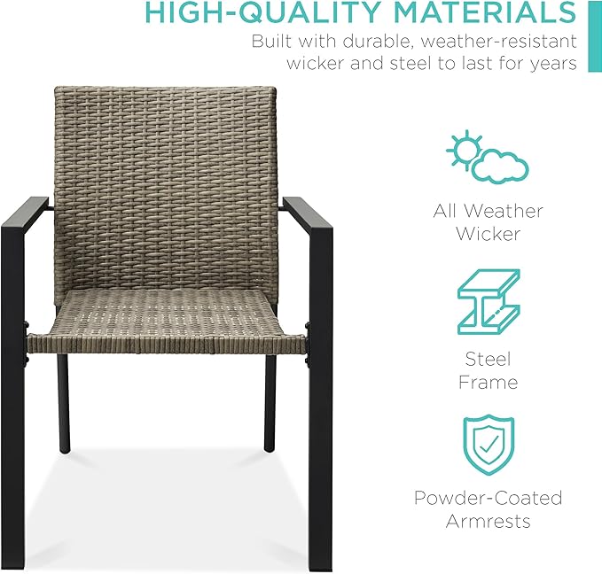 Best Choice Products Set of 2 Stackable Outdoor Wicker Dining Chairs - Image 3