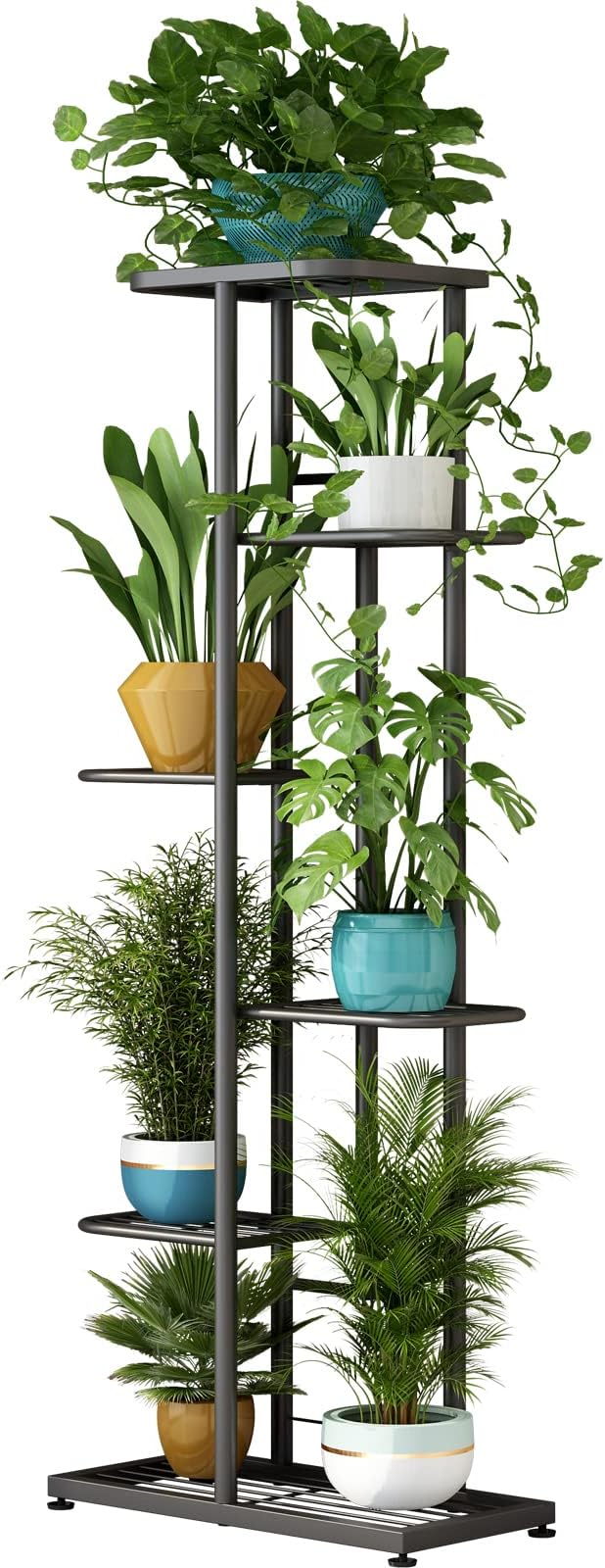LINZINAR Plant Stand Indoor Outdoor Metal 6 Tier 7 Potted Multiple Flower Pot by LINZINAR