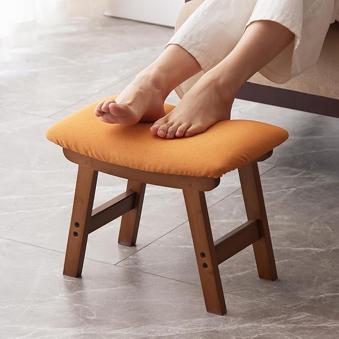 Foot Stool, Bamboo Small Sofa Foot Rest Under Desk, Extra Seating by Kitsanery