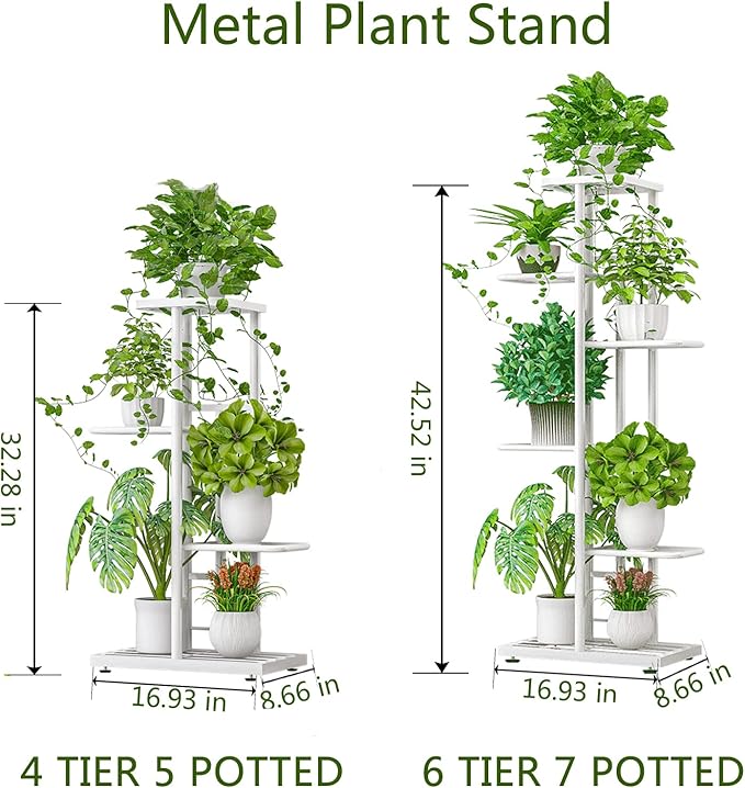 LINZINAR Plant Stand Indoor Outdoor Metal 4 Tier 5 Potted Multiple Flower Pot - Image 4