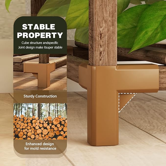 Bamworld Large Plant Shelf Indoor Plant Shelf Outdoor Tall Wood Plant Holder - Image 3