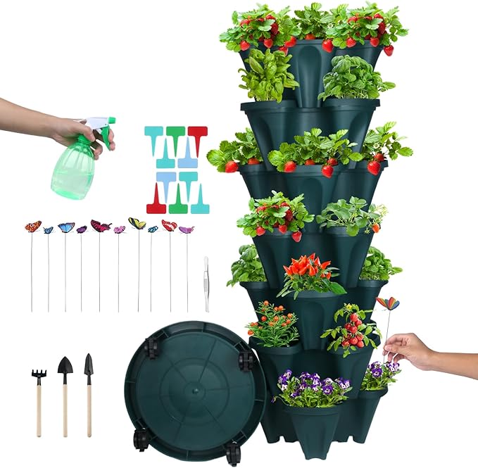 DUNCHATY Stackable Planter, Vertical Strawberry Planter by DUNCHATY