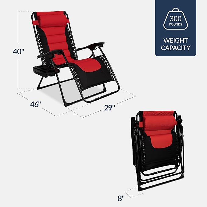 Best Choice Products Oversized Padded Zero Gravity Chair, Folding Outdoor Patio - Image 3