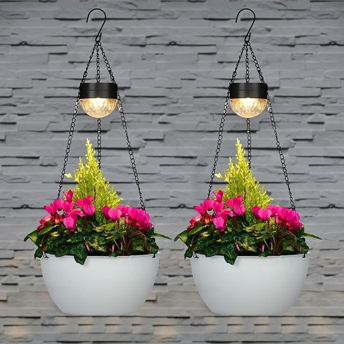 BAYN 2 Packs Solar Hanging Basket Planters - Image 2