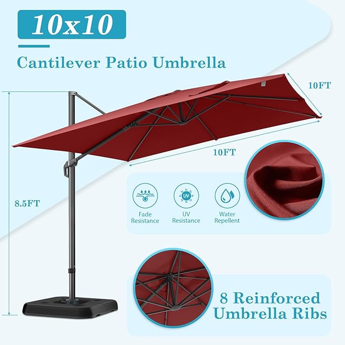 HOTEEL10x10ft Patio Umbrella Cantilever Umbrellas - Image 7