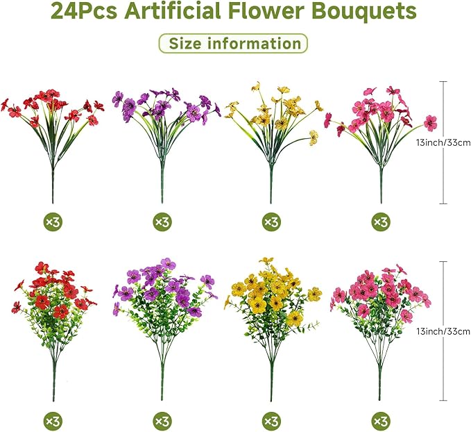 Alupssuc 24 Bundles Artificial Flowers - Image 2