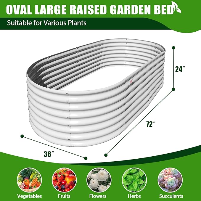 A ANLEOLIFE 6X3X2 ft Galvanized Raised Garden Beds Outdoor, Oval Large Metal - Image 3