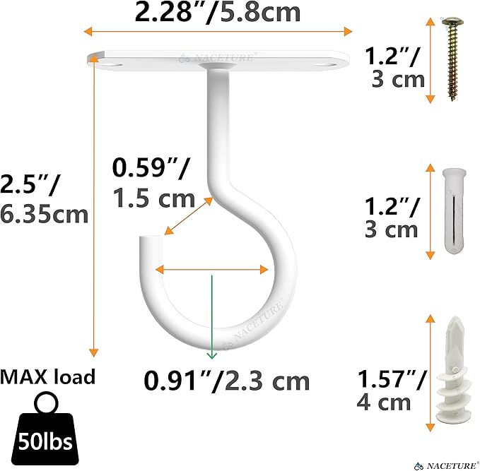 NACETURE Ceiling Hooks Heavy Duty 2 Pack - Image 8