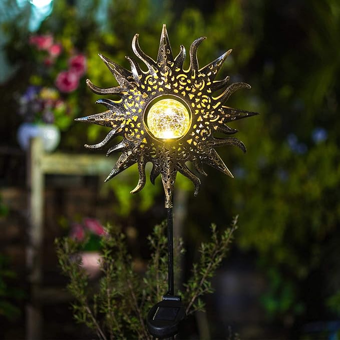 TAKE ME Sun Solar Lights Outdoor Waterproof Metal Garden Stakes - Image 8
