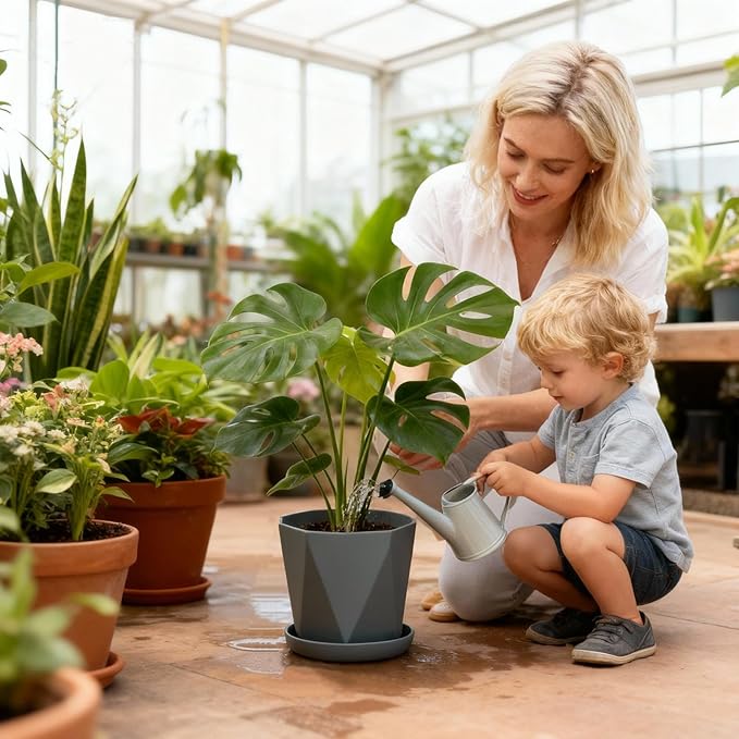 InmeRun Plant Pots Indoor Plastic Flower Pots Outdoor 5 inch Set of 6 Pack - Image 8