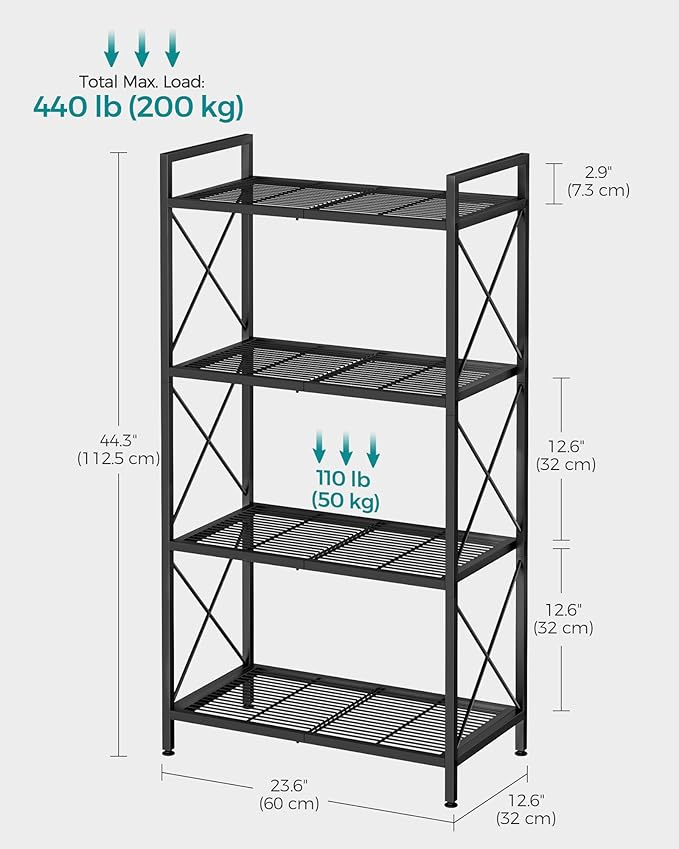 SONGMICS 4-Tier Metal Storage Rack, Shelving Unit - Image 3