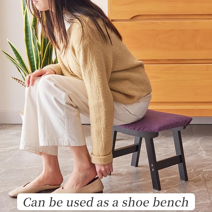 Foot Stool, Bamboo Small Sofa Foot Rest Under Desk, Extra Seating - Image 6