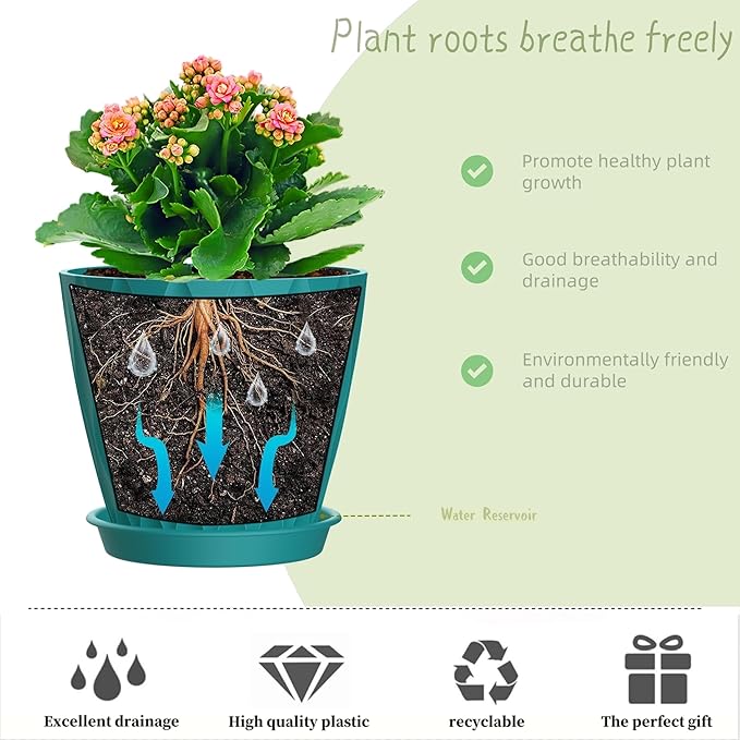6 Inch Plant Pots, 6 Pack Indoor Flower Pots, Planters - Image 4