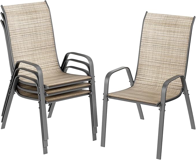 TLSUNNY Patio Chairs, Stackable Textilene Outdoor Dining Furniture by TLSUNNY
