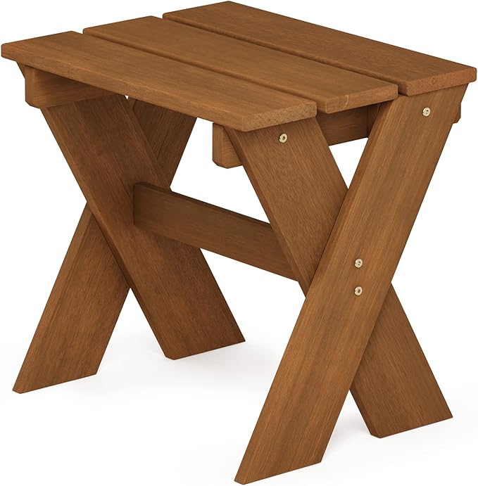 Furinno Tioman Outdoor Side Table Flower Stand, Dark Red Meranti Hardwood - Image 4