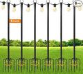 6 Pack 9FT String Light Poles for Outdoor, Metal Lights Hanging Pole Outside by Unknown