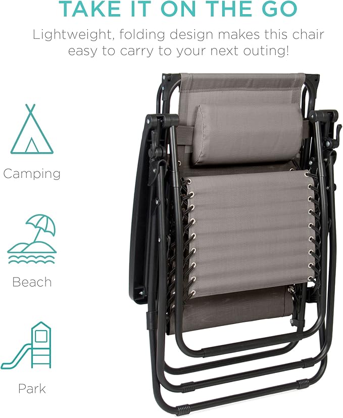 Best Choice Products Folding Zero Gravity Outdoor Recliner Patio Lounge Chair - Image 8
