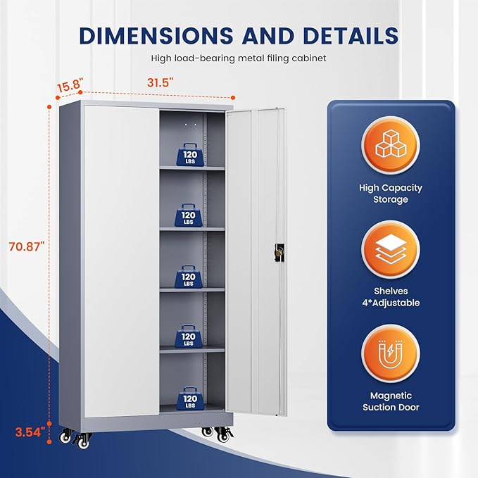 Yizosh Metal Garage Storage Cabinet - Image 3