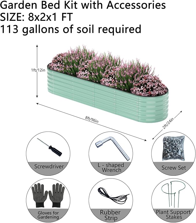 Garden Box Raised Flower Bed Galvanized Metal Planter Round Raised Garden Bed - Image 2