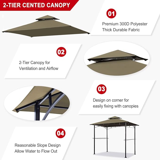Eurmax USA High Performance Grill Gazebo Canopy Replacement Cover 5x8 BBQ - Image 3