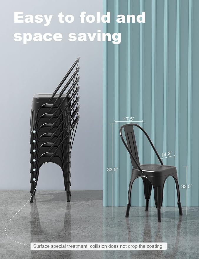Nazhura Metal Dining Chair Farmhouse Tolix Style - Image 3