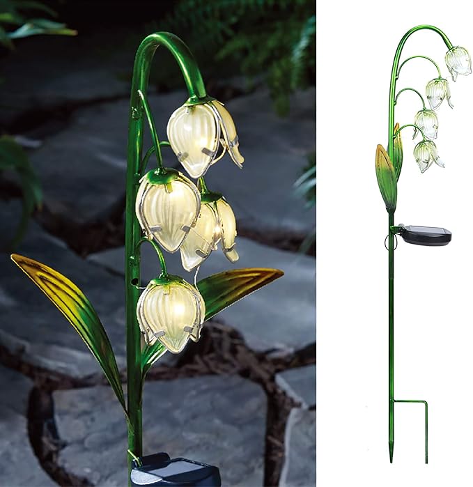 VCUTEKA Solar Garden Decor Stake Outdoor Light Glass Flower Stake by VCUTEKA