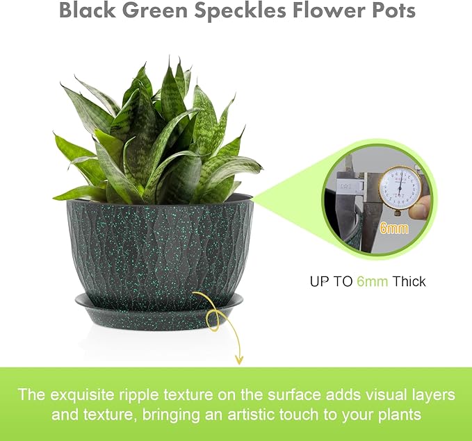 12/10/9 inch Large Plant Pots, 3 Pack Wide Flower Pots - Image 3