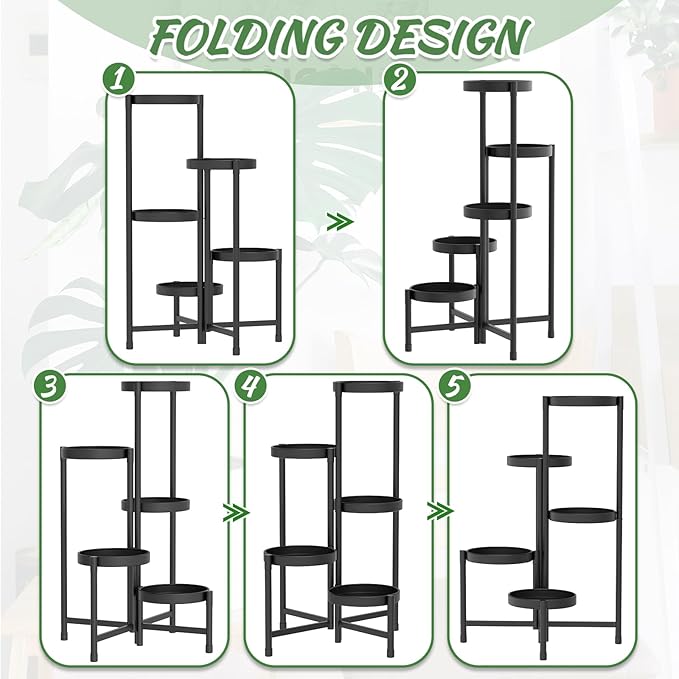 iDavosic.ly Plant Stand with Garden Tools, 5 Tier Corner Metal Flower Display - Image 5