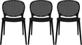 2xhome Set of 3 Patio Dining Chairs | Modern Stackable Outdoor Pool Side Chair by 2xhome