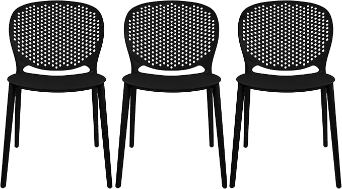 2xhome Set of 3 Patio Dining Chairs | Modern Stackable Outdoor Pool Side Chair by 2xhome