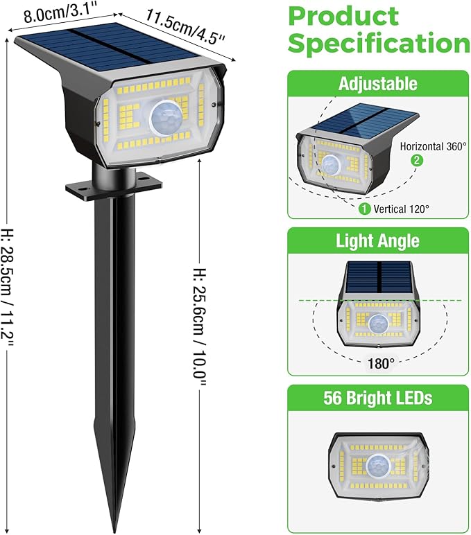 nipify Solar Lights Outdoor Waterproof, Motion Sensor Spot Lights- 4 Pack/56 - Image 7