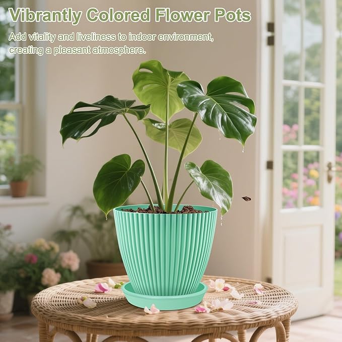 SupKing Large Plant Pots 7.5/6.7/6 Inch Set of 3, Plastic Flower Pots Planters - Image 6