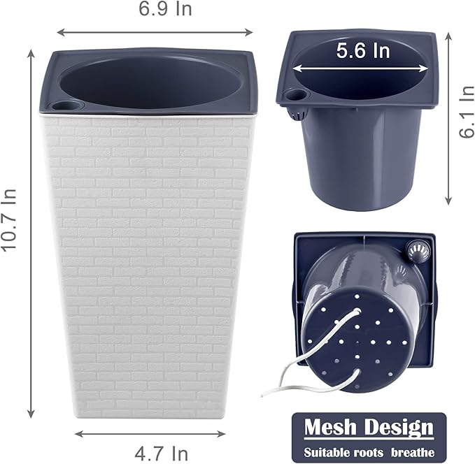 2 Pack Self Watering Planters 10.7" x 6.9" Planter - Image 3