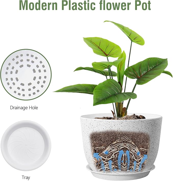 Plant Pots 12 inch, Plastic Planters - Image 4