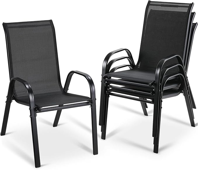 MAMIZO Patio Dining Chairs, Stackable All Weather Teslin Chair, Heavy Duty by MAMIZO