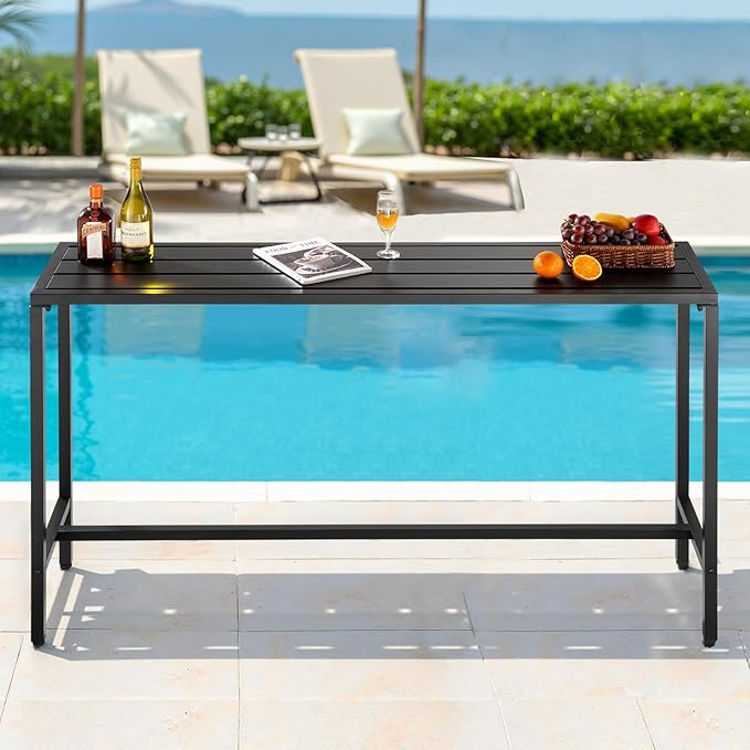 VEVOR Outdoor Bar Table, 63 x 15 in Patio Bar Table, Waterproof Top & Sturdy - Image 2