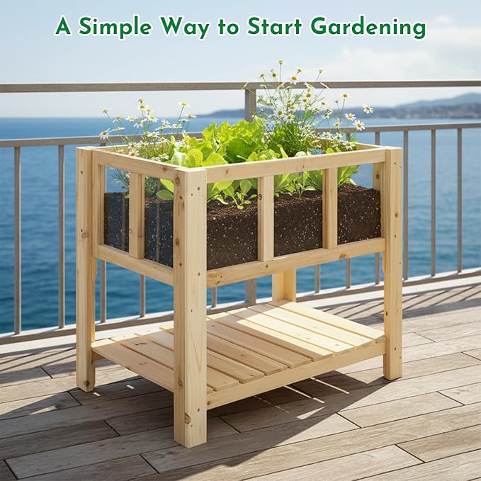 Raised Garden Bed with Transparent Acrylic Side Panels, Elevated Wooden Planter - Image 9