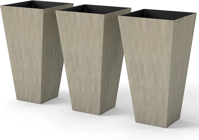 Outsunny Tall Planters for Outdoor Plants Set of 3, 28 in Taper Planters by Outsunny