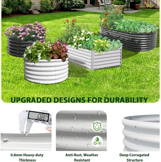 A ANLEOLIFE 6X3X2 ft Galvanized Raised Garden Beds Outdoor, Oval Large Metal - Image 5