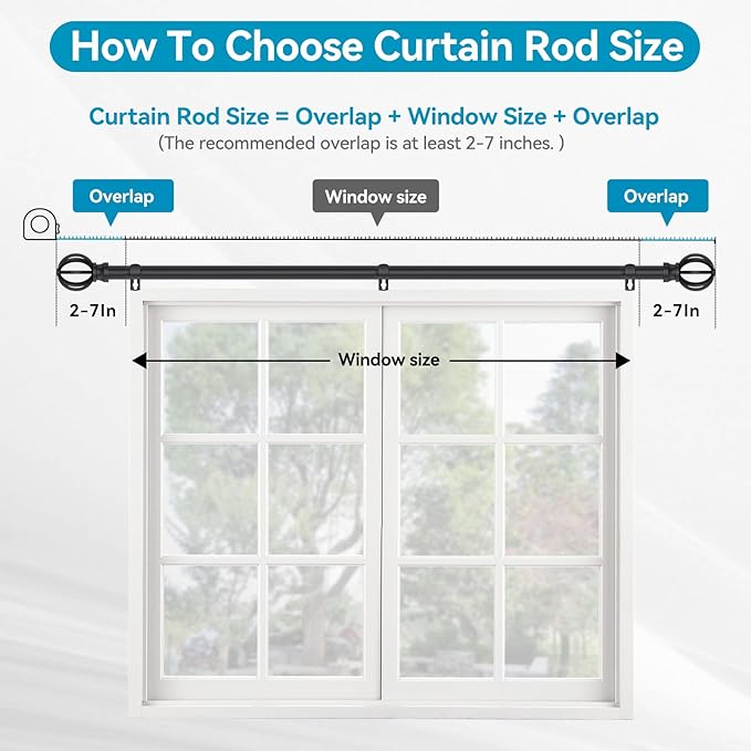 Black Curtain Rods for Windows 28 to 48 Inch, 2 Pack 5/8" Diameter Heavy Duty - Image 4