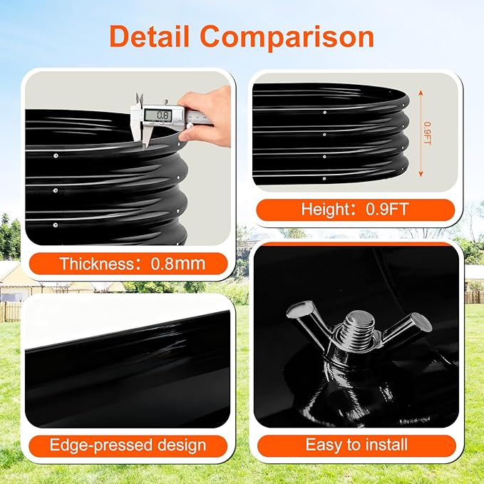 Raised Garden Bed Outdoor 2 Sets Oval Large Coating Metal Planter Box - Image 6